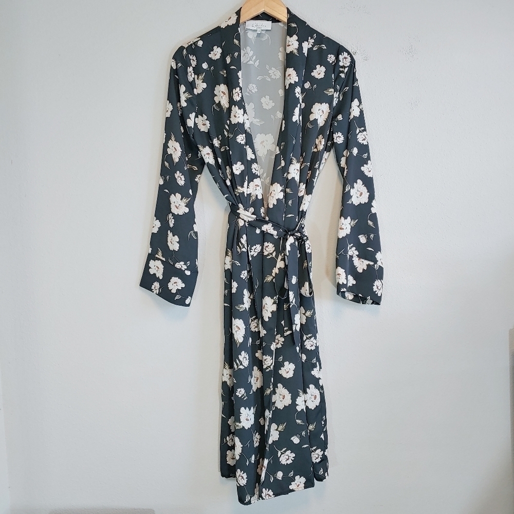 L' Academie The Robe in Romantic Floral Duster Kimono Sz XS